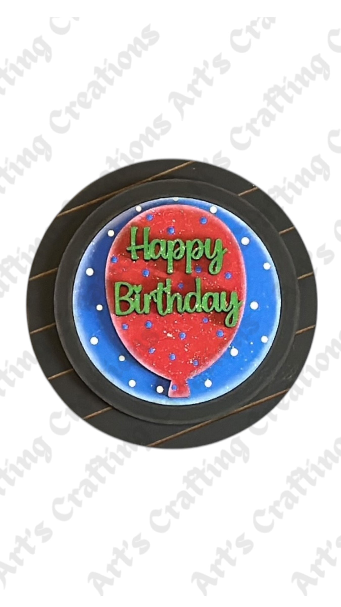 3" Round Insert - Happy Birthday Balloon - Specialty