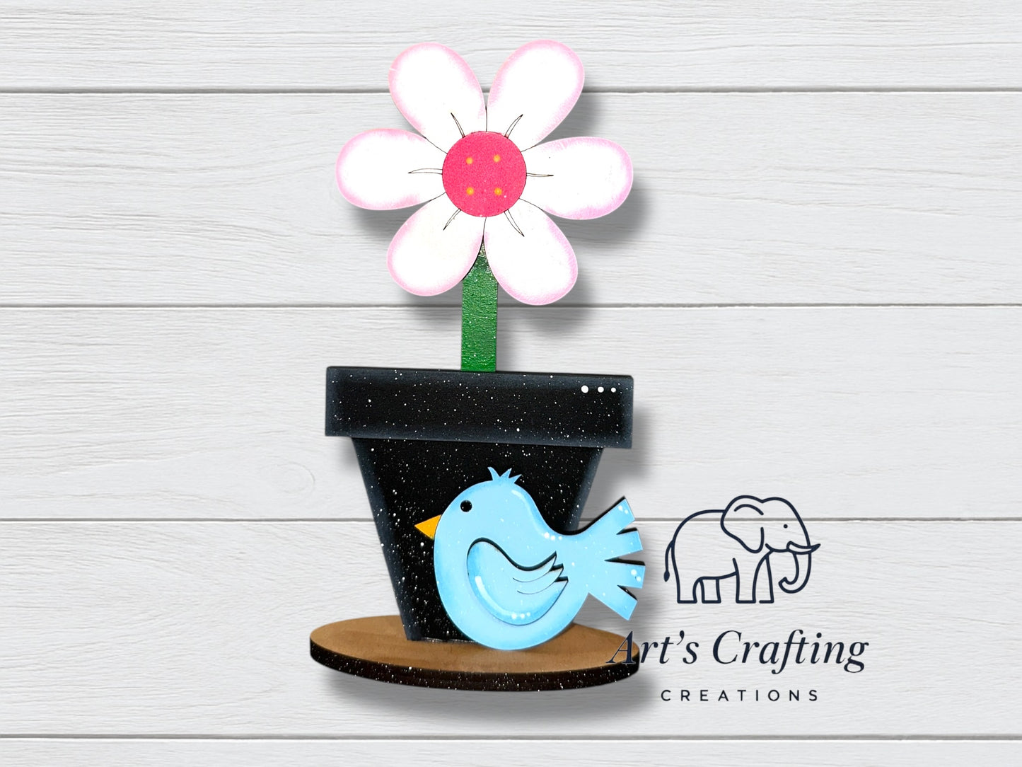 Flower pot with Bird - Shelf Sitter