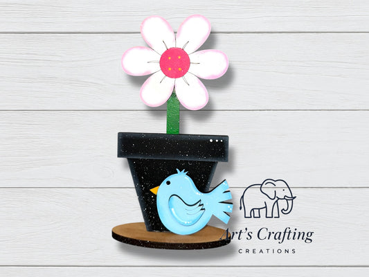 Flower pot with Bird - Shelf Sitter