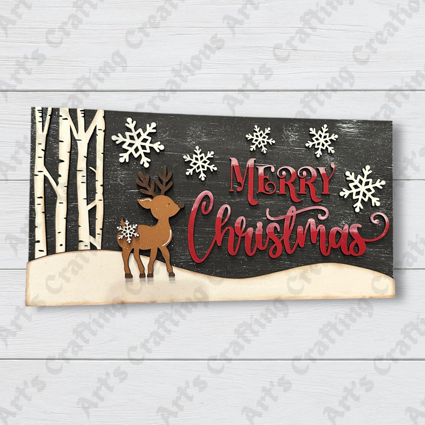Merry Christmas Reindeer Mantle Shelf Sitter