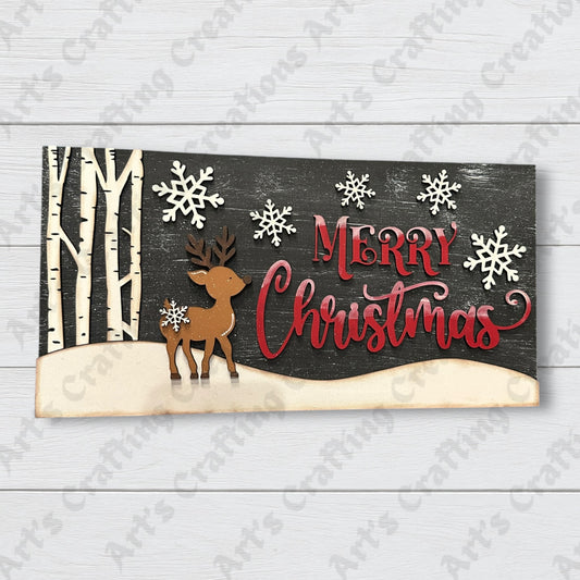 Merry Christmas Reindeer Mantle Shelf Sitter