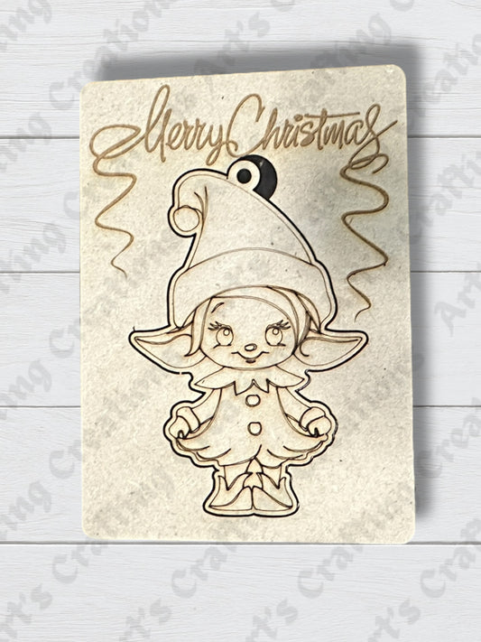 Elf Girl Greeting Card Ornament