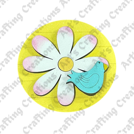 3" Round Insert - Flower with Bird - May