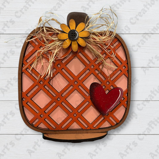 Square Pumpkin with Flower Shelf Sitter