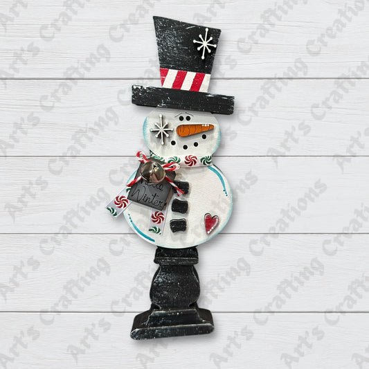 Spindle Snowman Shelf Sitter