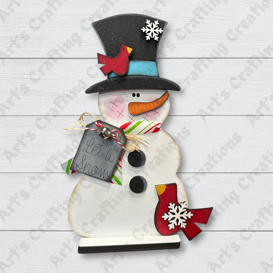 Snowman with Bird Shelf Sitter