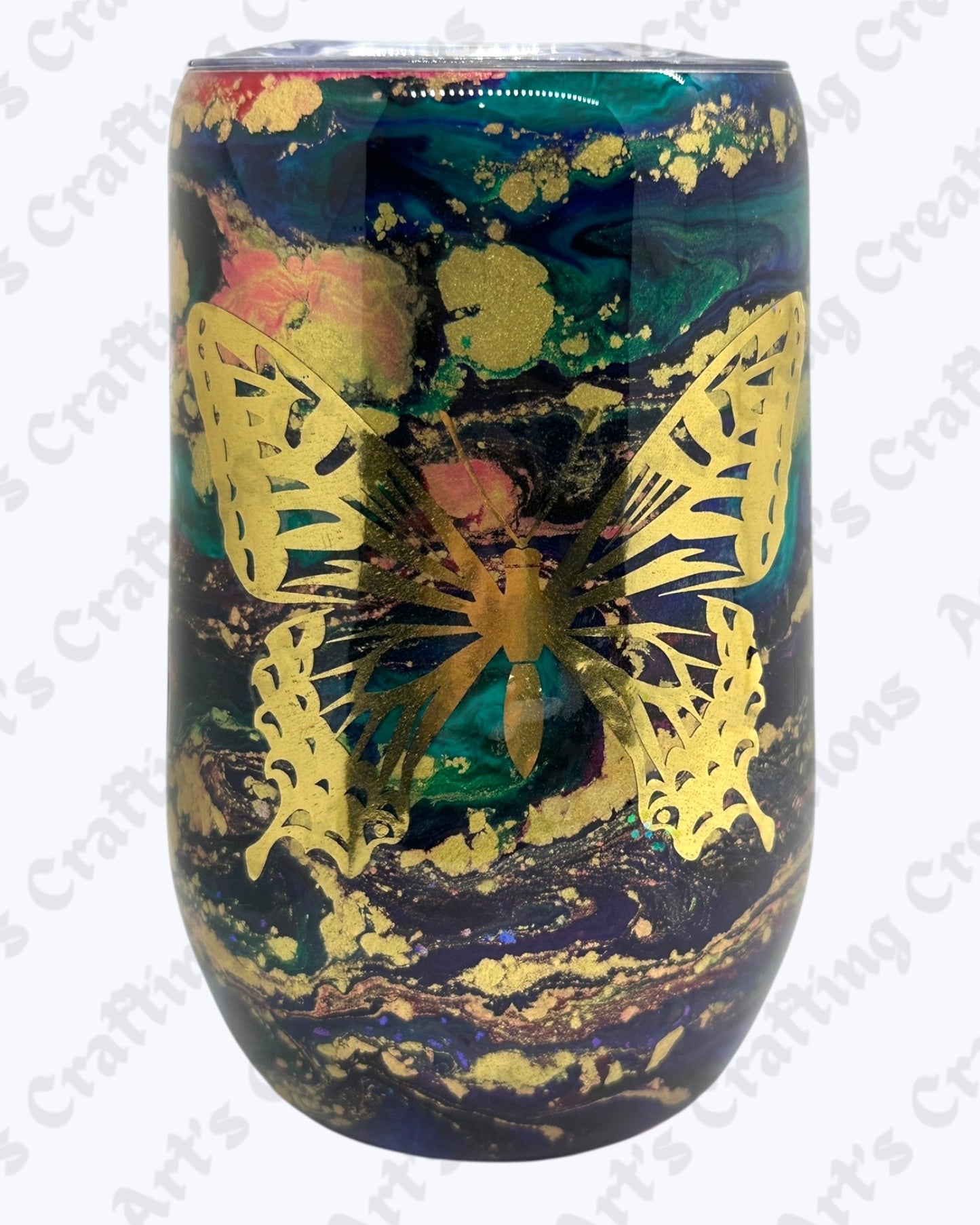 Butterfly Swirl 16 oz Wine Tumbler