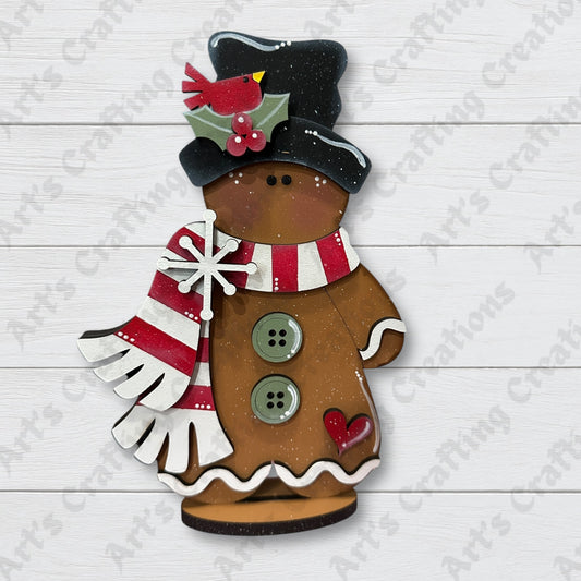 Gingerbread Man with Bird on hat Shelf Sitter