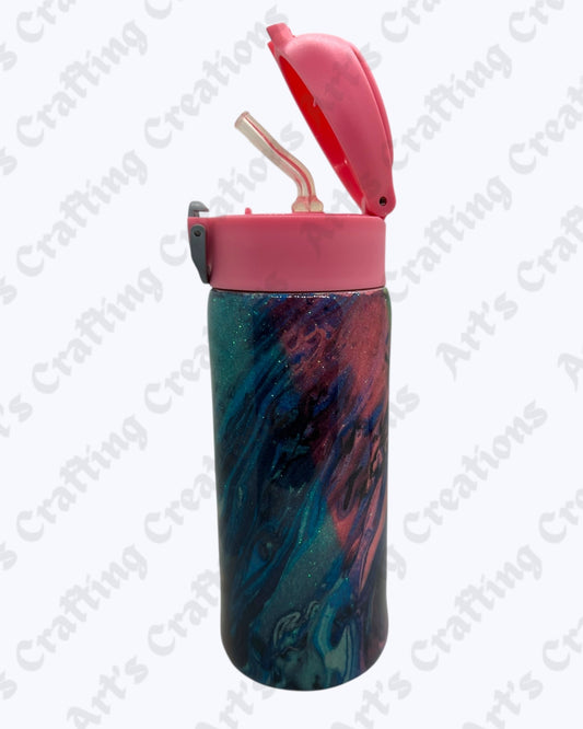 Green/Orange/Pink/Blue Hydro dipped 12 oz Kids Straw Tumbler