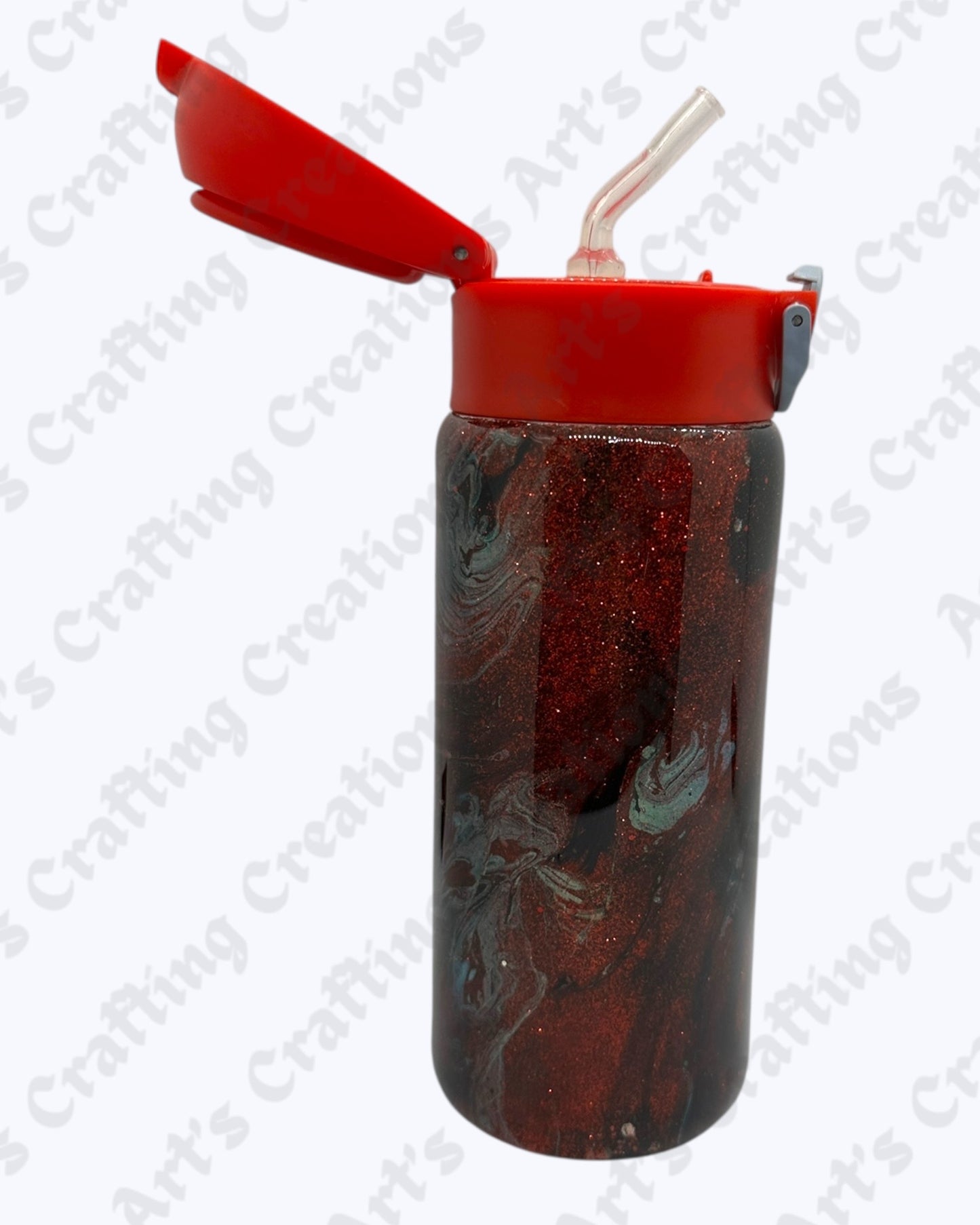 Red/Black Swirl 12 oz Kids Straw Tumbler