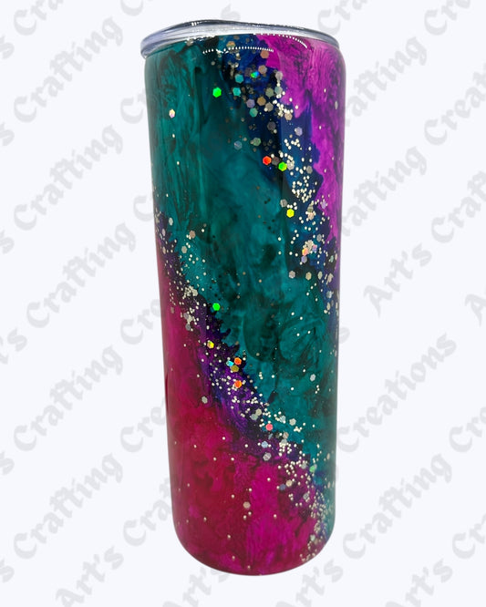 Blue/Green/Pink/Purple Ink Swirl 20 oz Tumbler