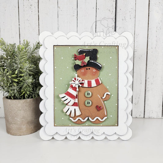 5x6 Interchangeable Insert  - Gingerbread Man with Cardinal