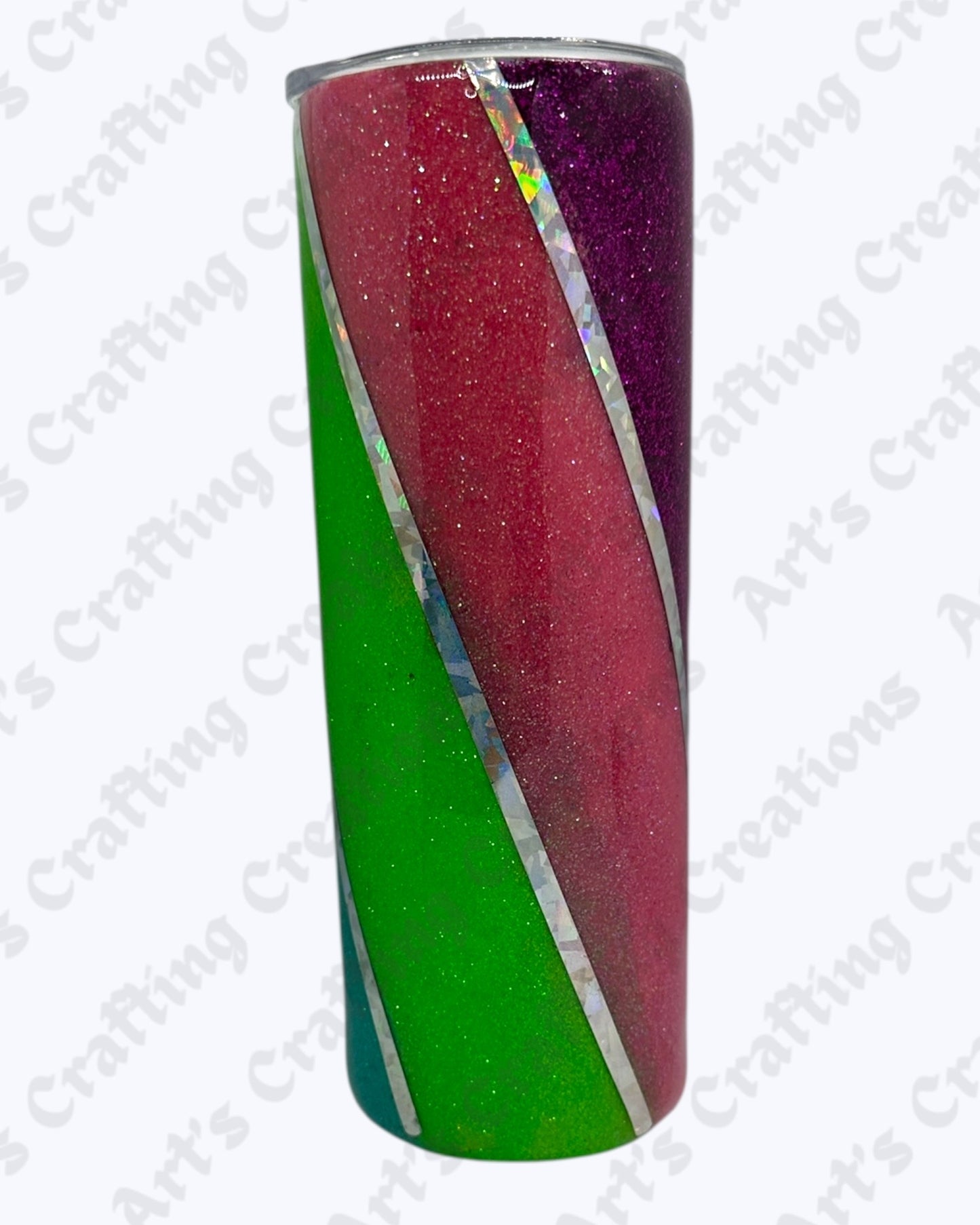 Pink/Purple/Blue/Green pin stripped 20 oz Tumbler