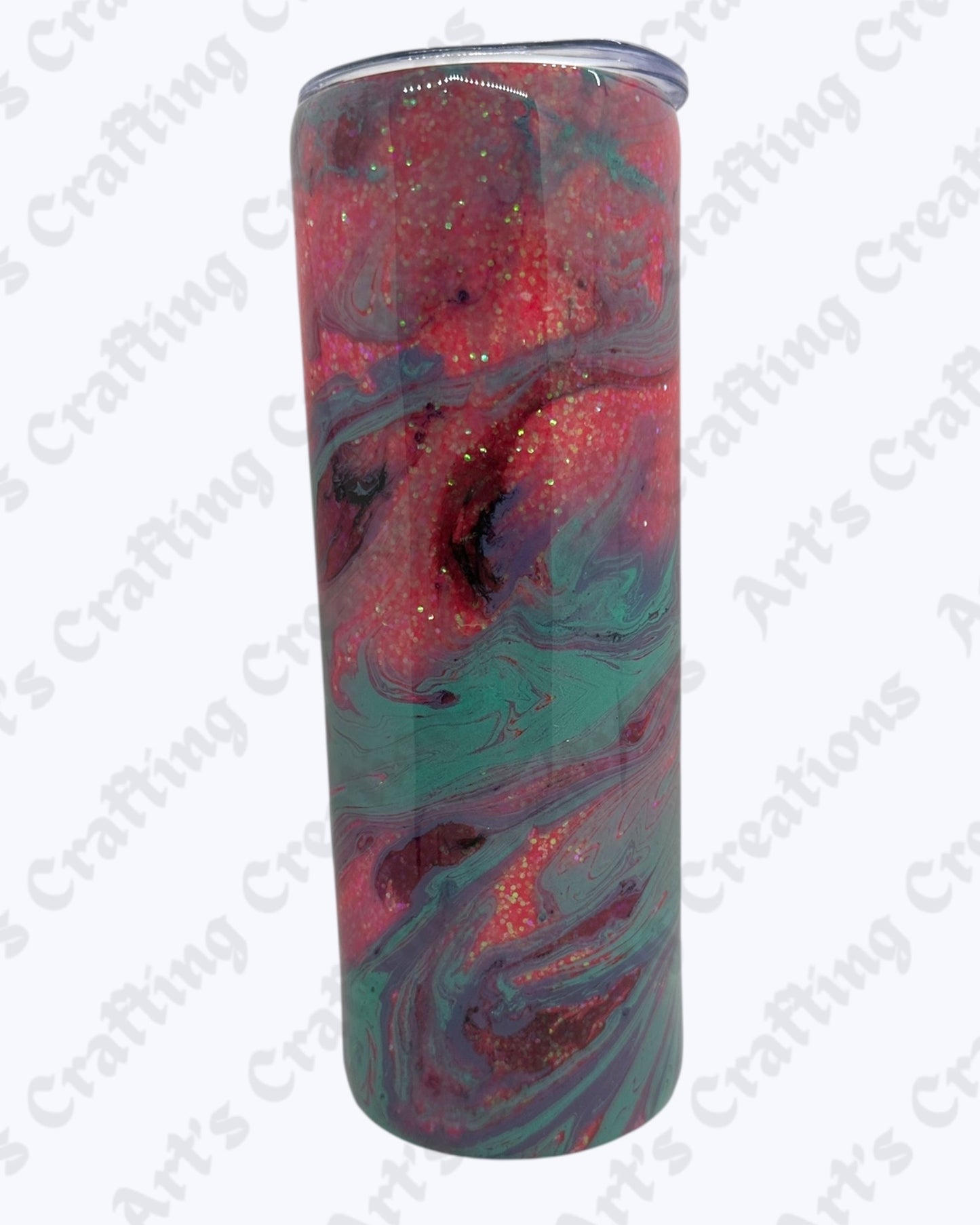 Pink Glitter Hydro dipped blue 20 oz Tumbler