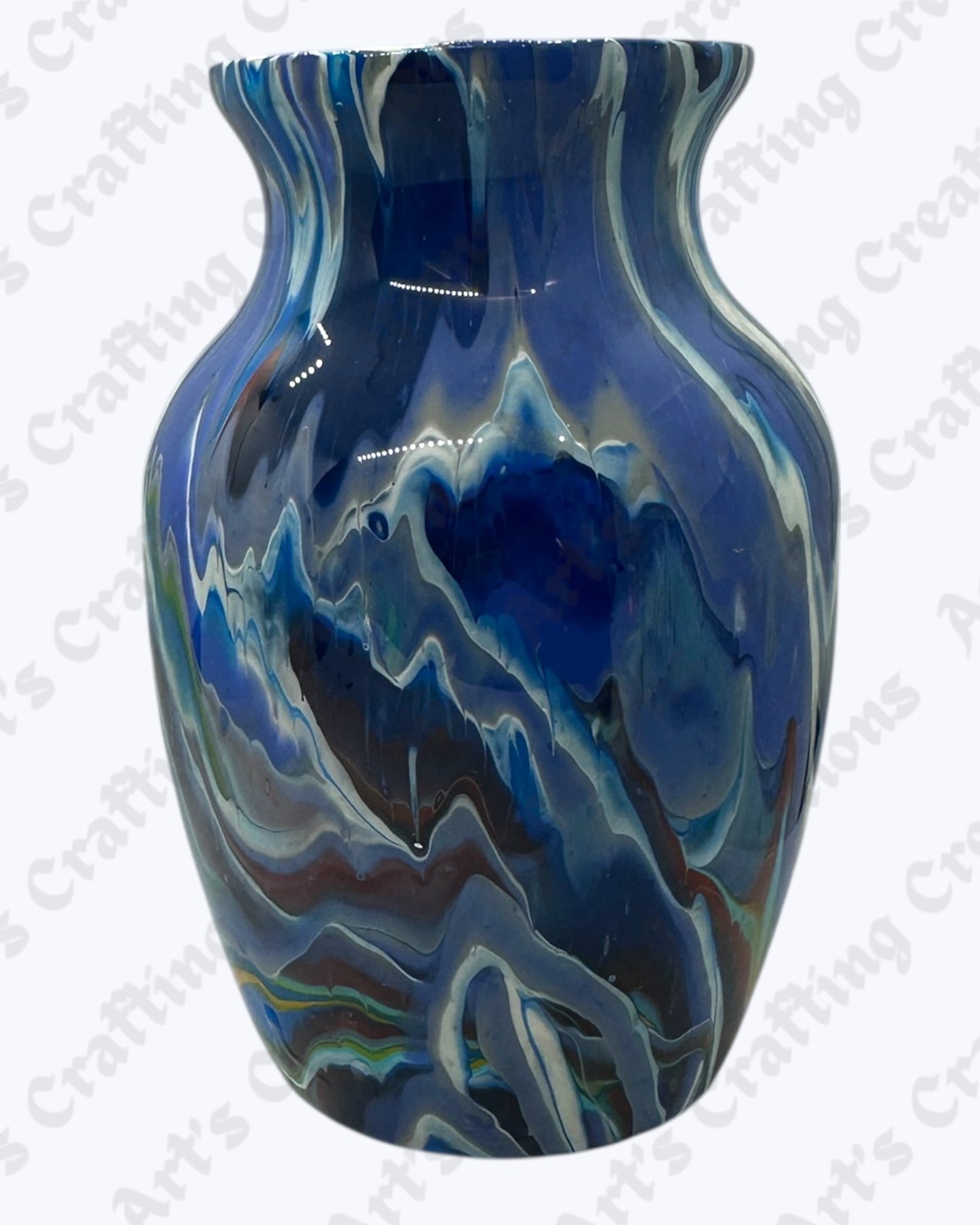 Blue/White/Gold Swirl  Vase