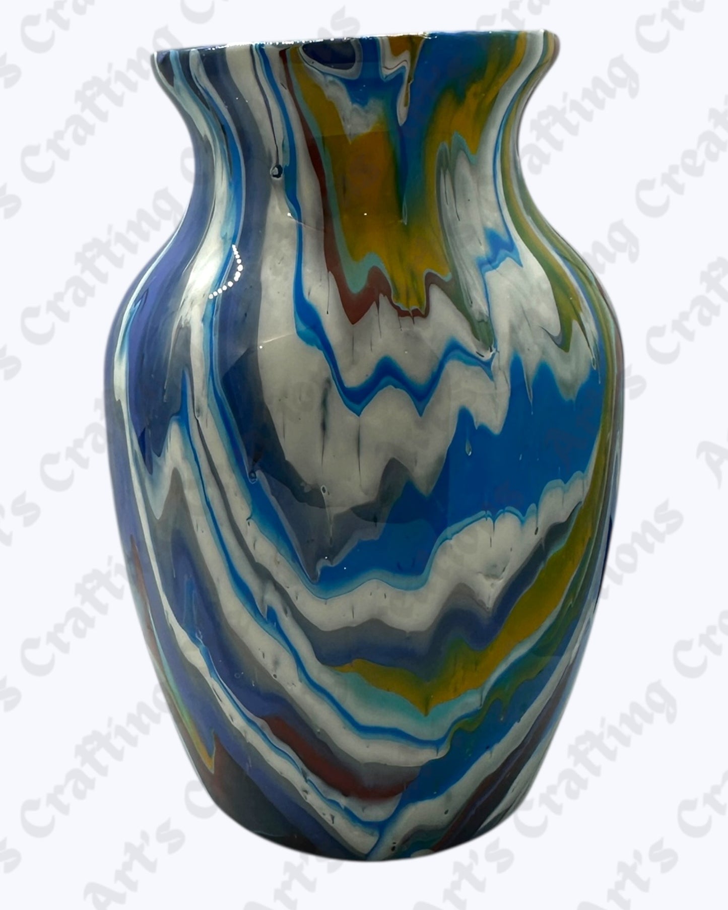 Blue/White/Gold Swirl  Vase