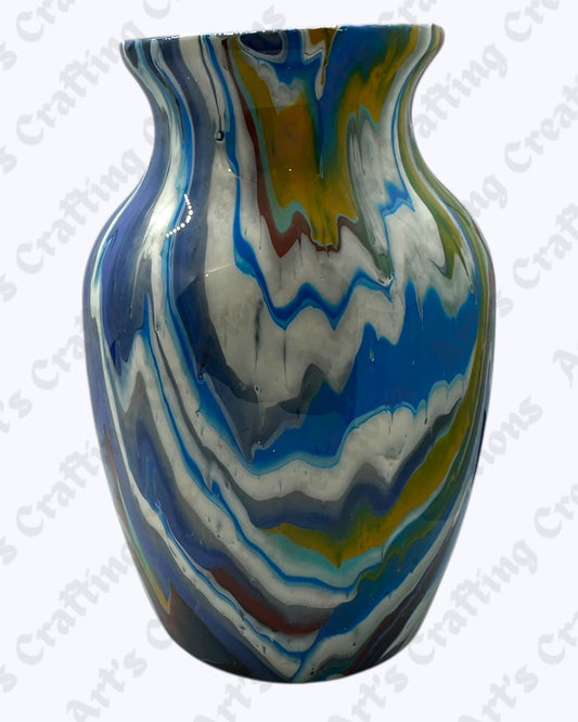 Blue/White/Gold Swirl  Vase