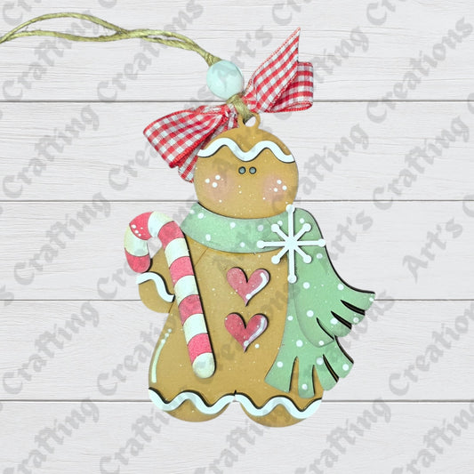 Gingerbread W/Candy Cane Ornament