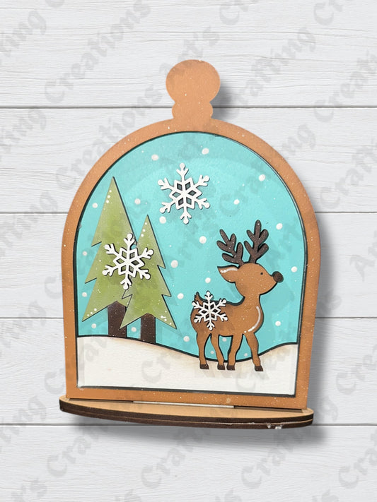 Reindeer Snowglobe Shelf Sitter