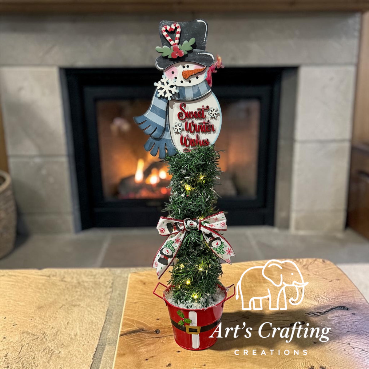 Snowman Merry Little Tree - Lighted Christmas Tabletop Decor