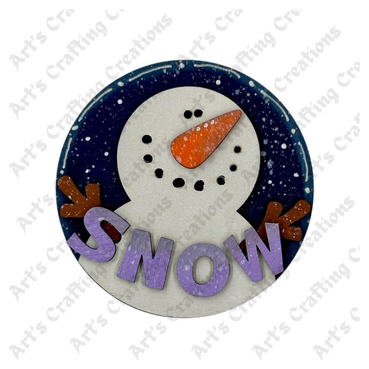 3" Round Insert - Snowman Snow - January