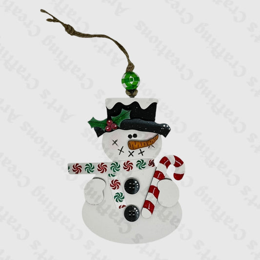 Snowman with Candycane Ornament