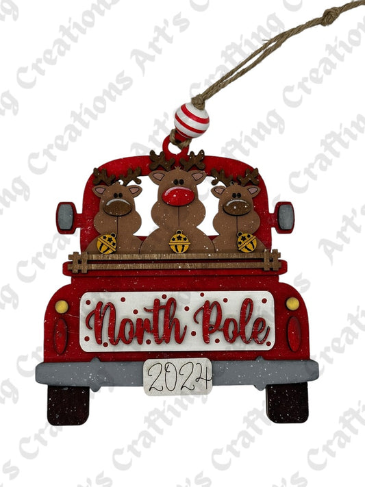 North Pole Truck Gift Card Holder Ornament
